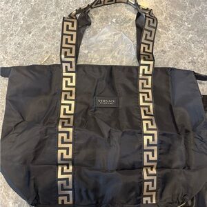 Versace Black and Gold Tote with Iconic Pattern